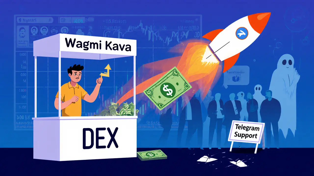 Trader causing huge price swing at a deserted crypto booth with silent social channels behind.