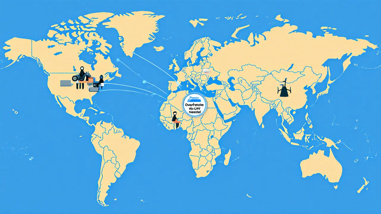 A global map showing OverProtocol node clusters in Southeast Asia, North America, and Europe.