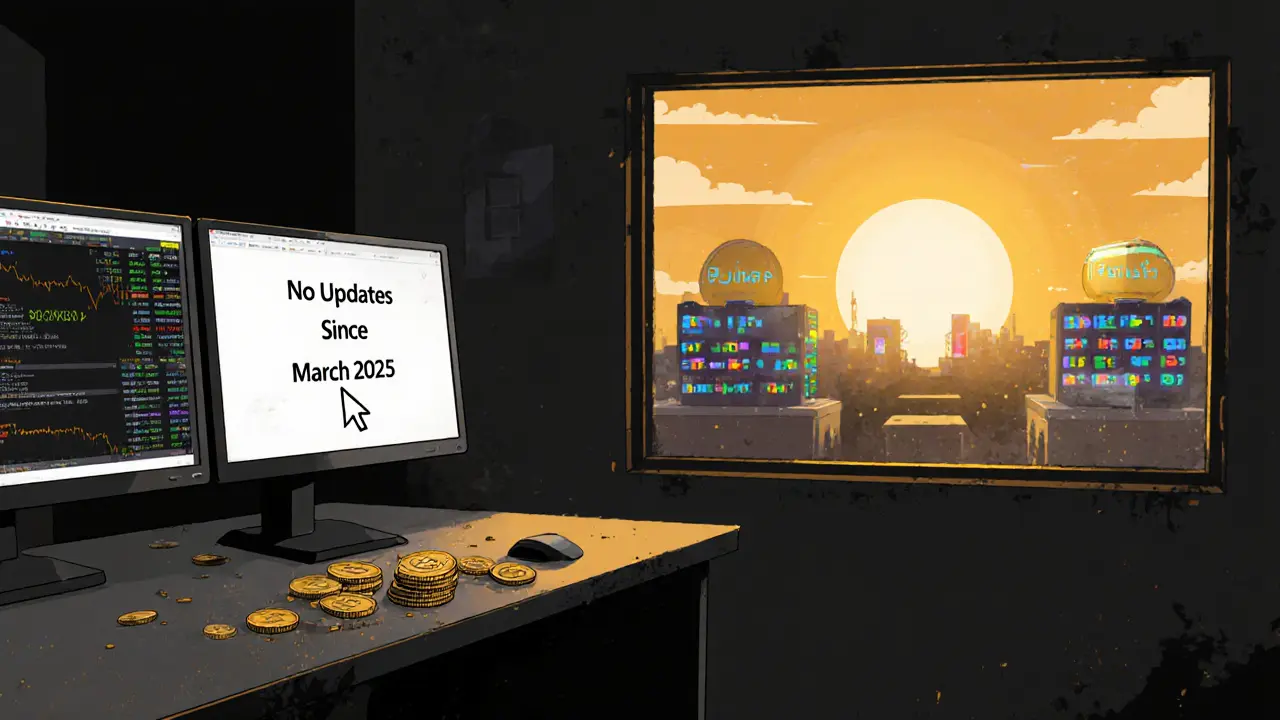 Abandoned control room with zero volume monitors and ghost tokens scattered on desk