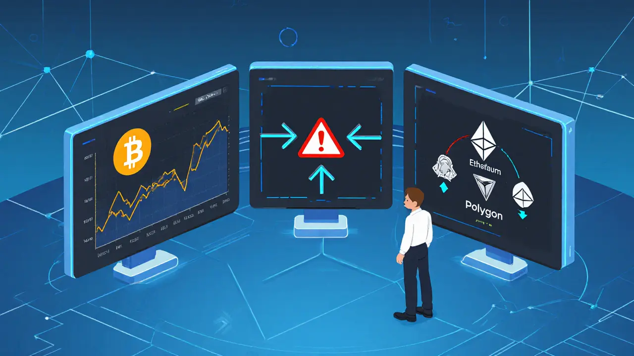 DeFi dashboard showing Bitcoin price, liquidation risk, and cross-chain expansion