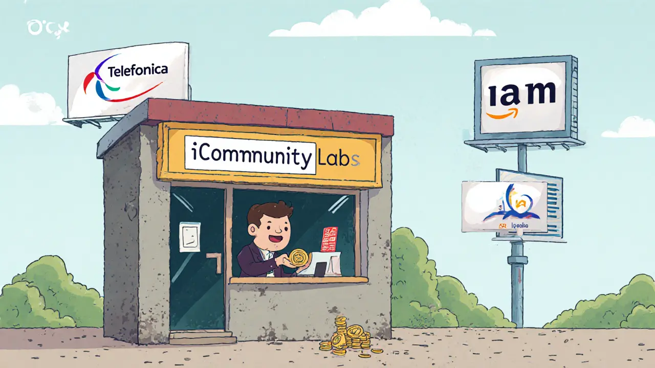 A small Spanish business using ICOM tokens while major companies remain outside, unengaged.