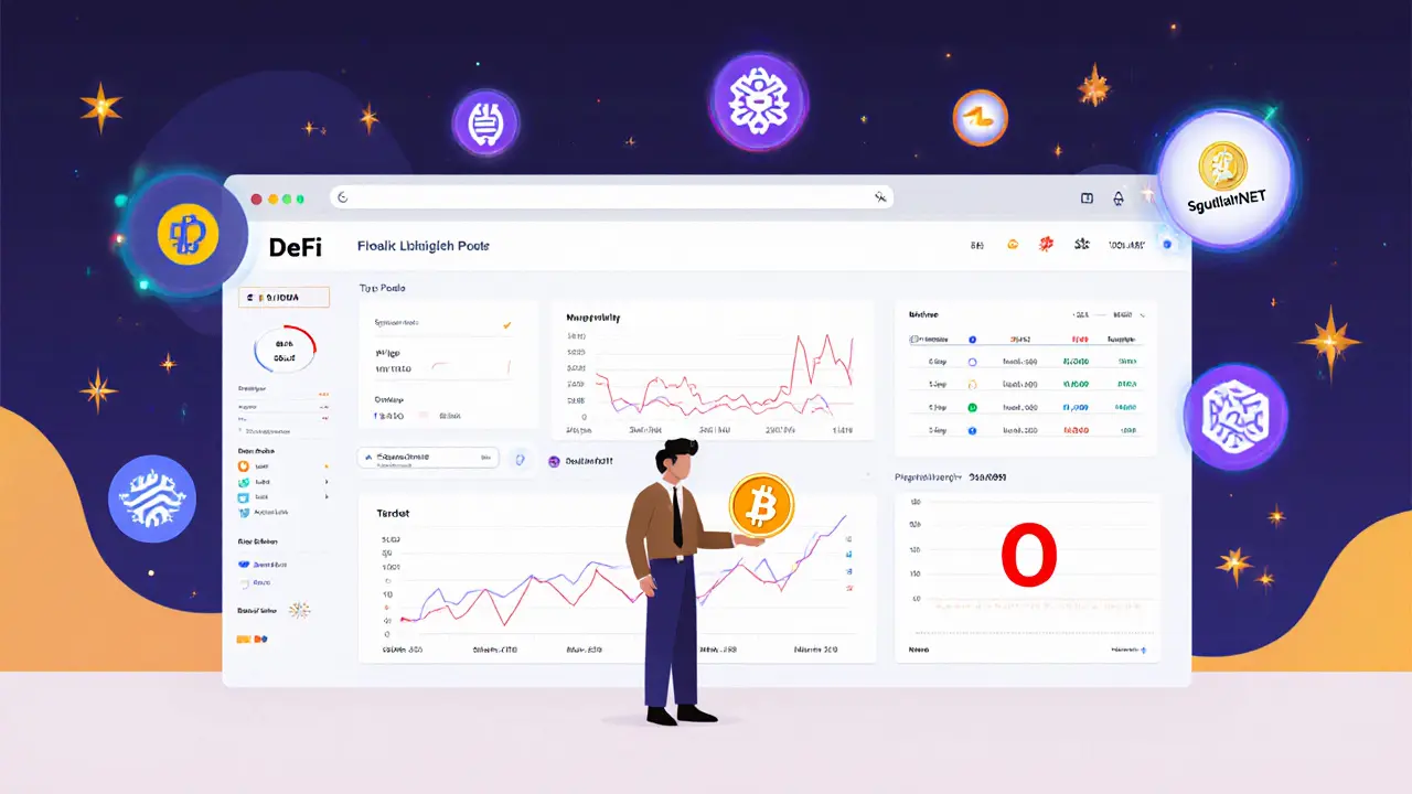 Investor facing an empty DeFi dashboard while other crypto projects glow in distance