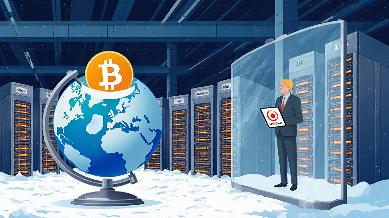 Siberian mining farm sending Bitcoin abroad as government official observes digital ruble on tablet