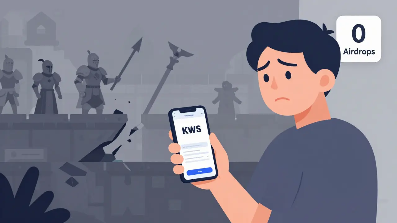 A player looking at a fake airdrop site as a game world fades around them.