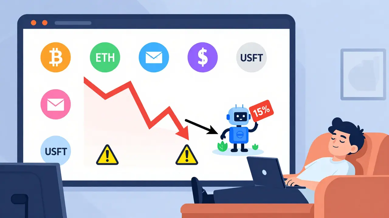 A sleepers unaware as a crypto dashboard triggers automatic liquidation of assets.
