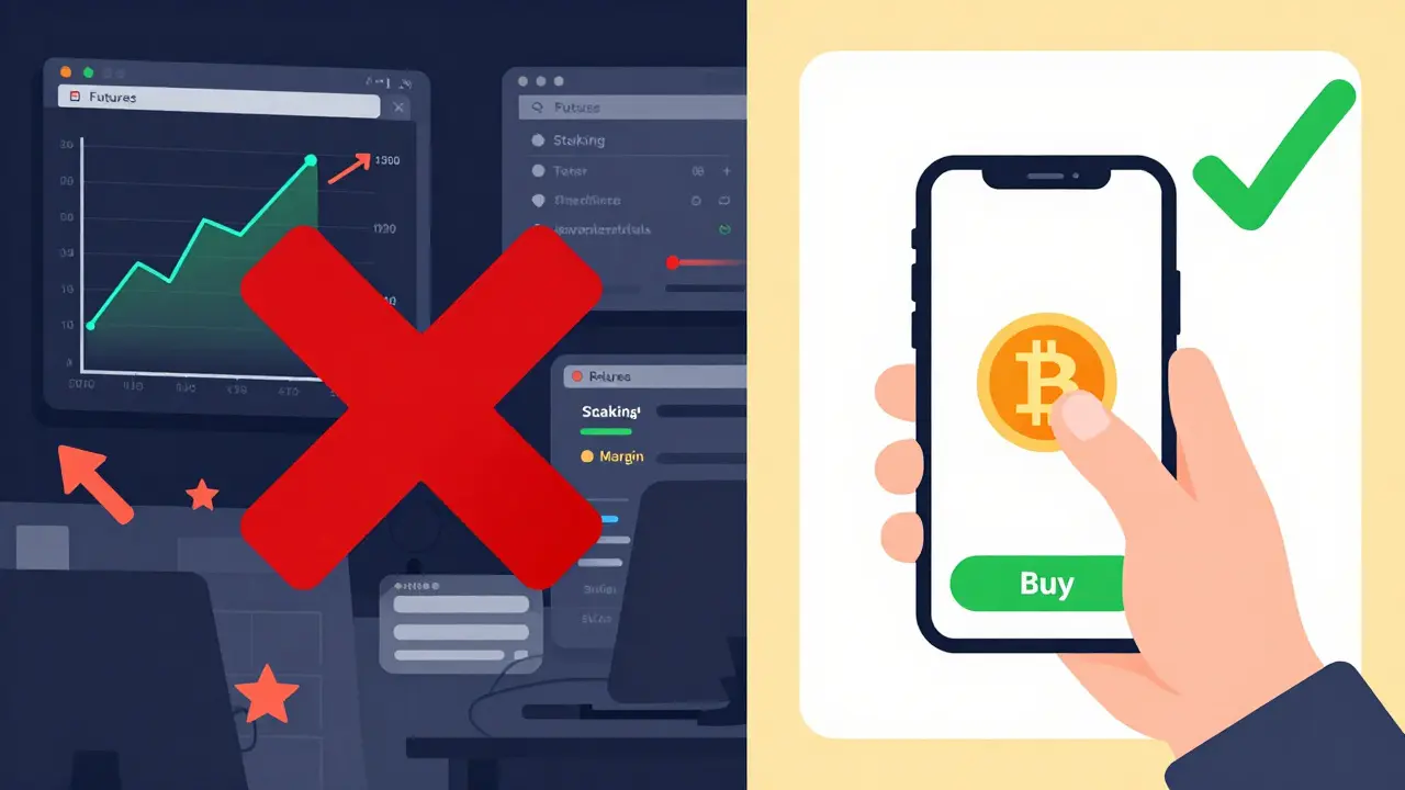 Clean crypto buy interface vs chaotic trading screen comparison