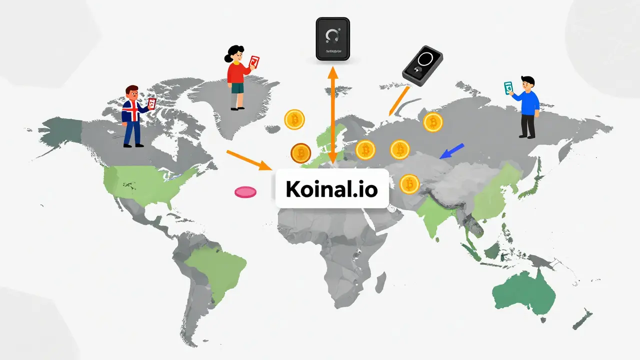 Global users sending crypto to wallets via Koinal.io