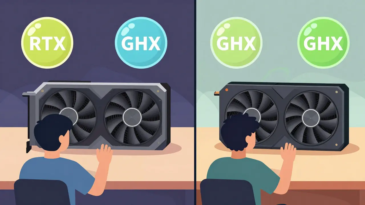 Two gaming rigs — high-end and low-end — both earning equal GHX tokens while gaming.