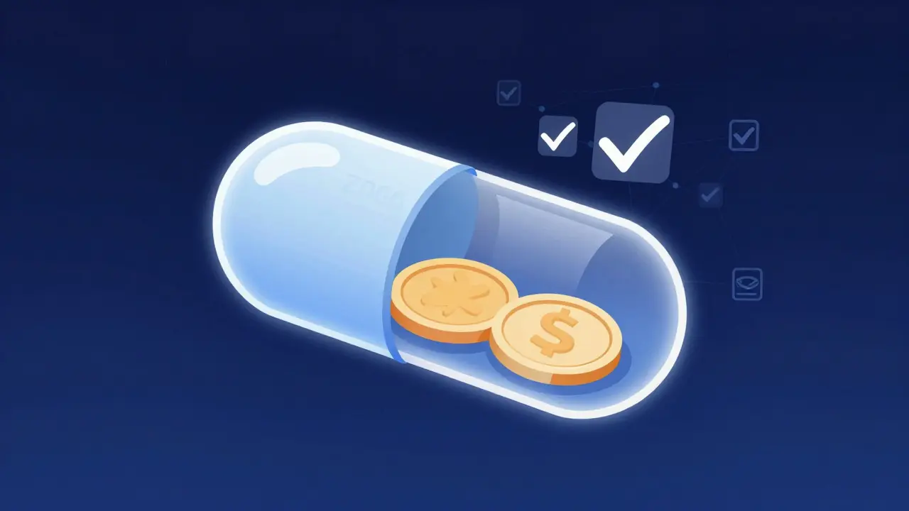 A sealed Zcash transaction capsule with no visible details, only a verification checkmark.