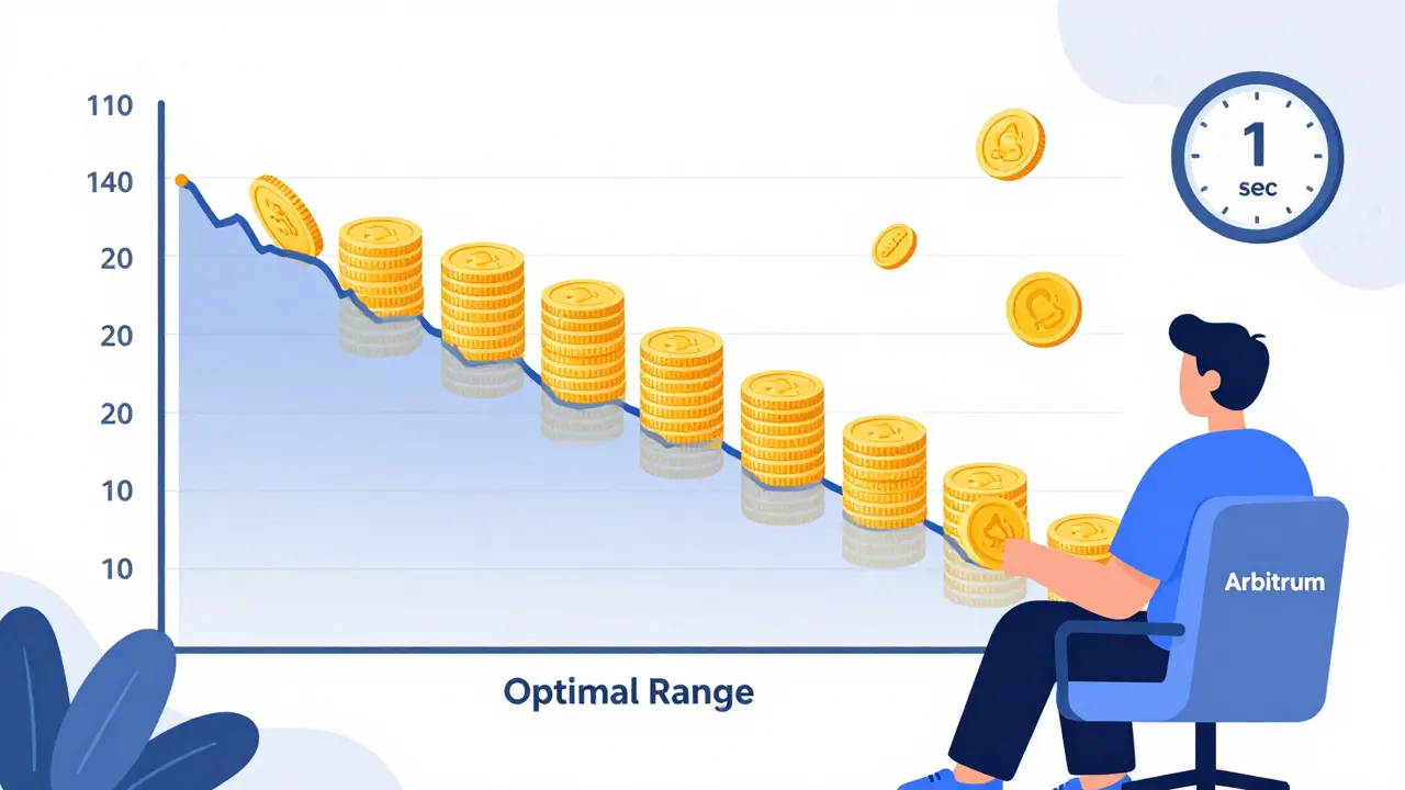 Liquidity provider placing funds in a concentrated price range to earn more fees on Arbitrum.