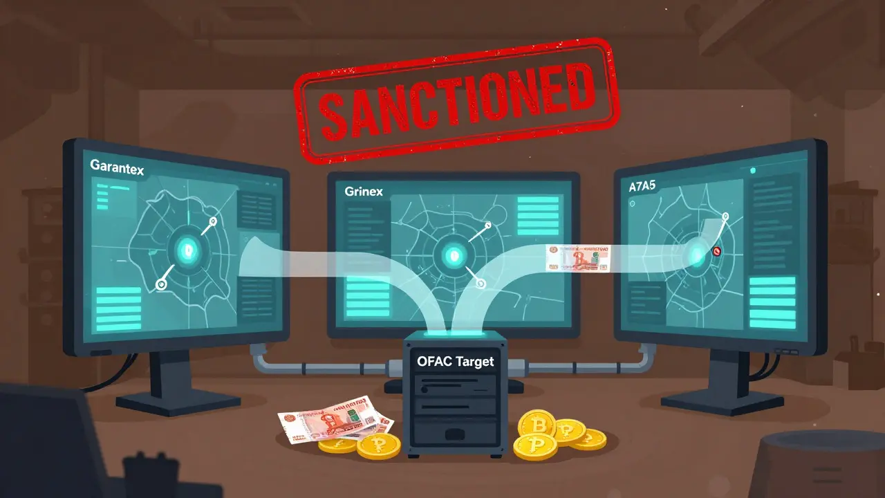 Russian Sanctions and Crypto Exchange Access Limitations: How Garantex, Grinex, and A7A5 Evaded and Got Caught