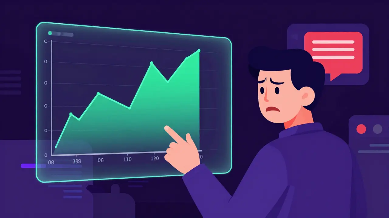 A confused person looking at contradictory digital price charts.