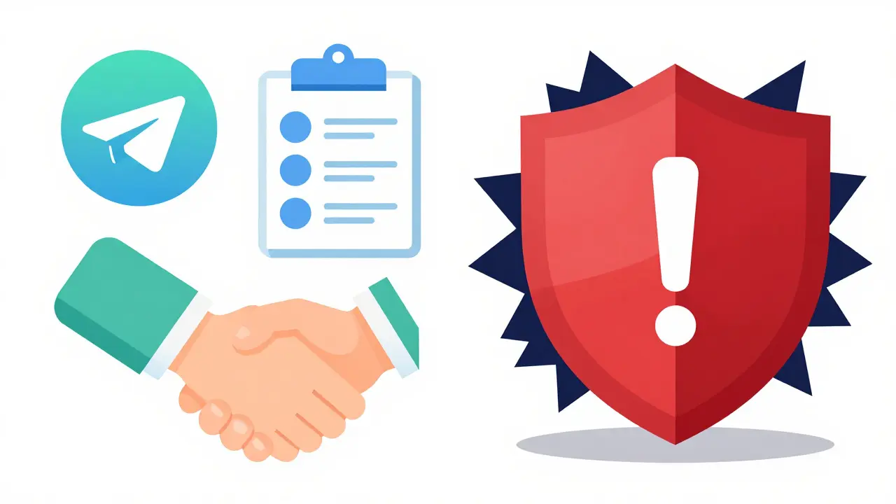Illustration contrasting past engagement tasks with security warnings against scams