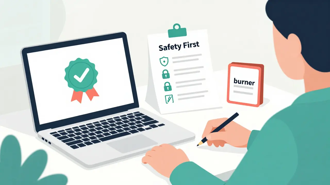 Illustration of a user verifying sources and using safe practices