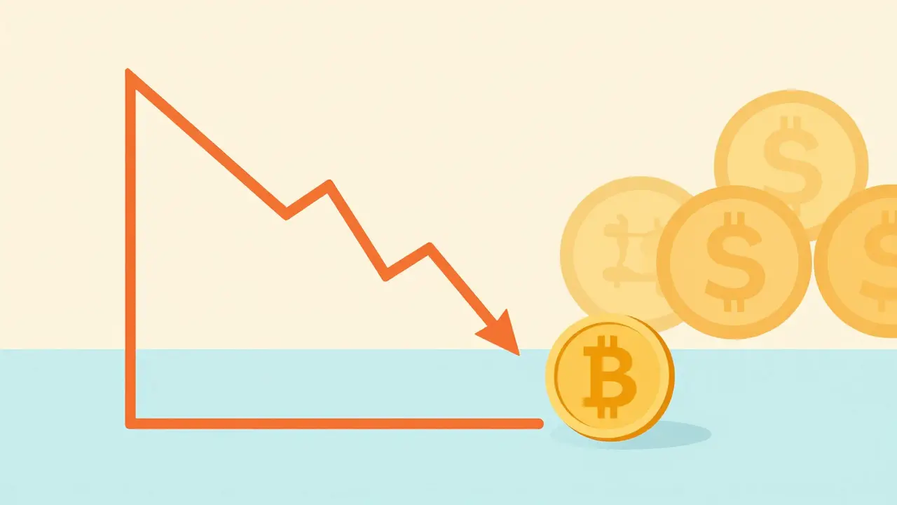 Minimalist chart showing declining token value and low liquidity for UFI
