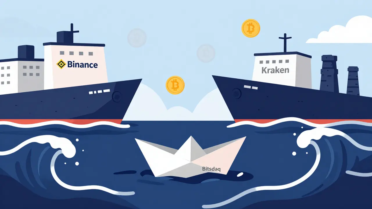 Small boat sinking near giant competitor ships