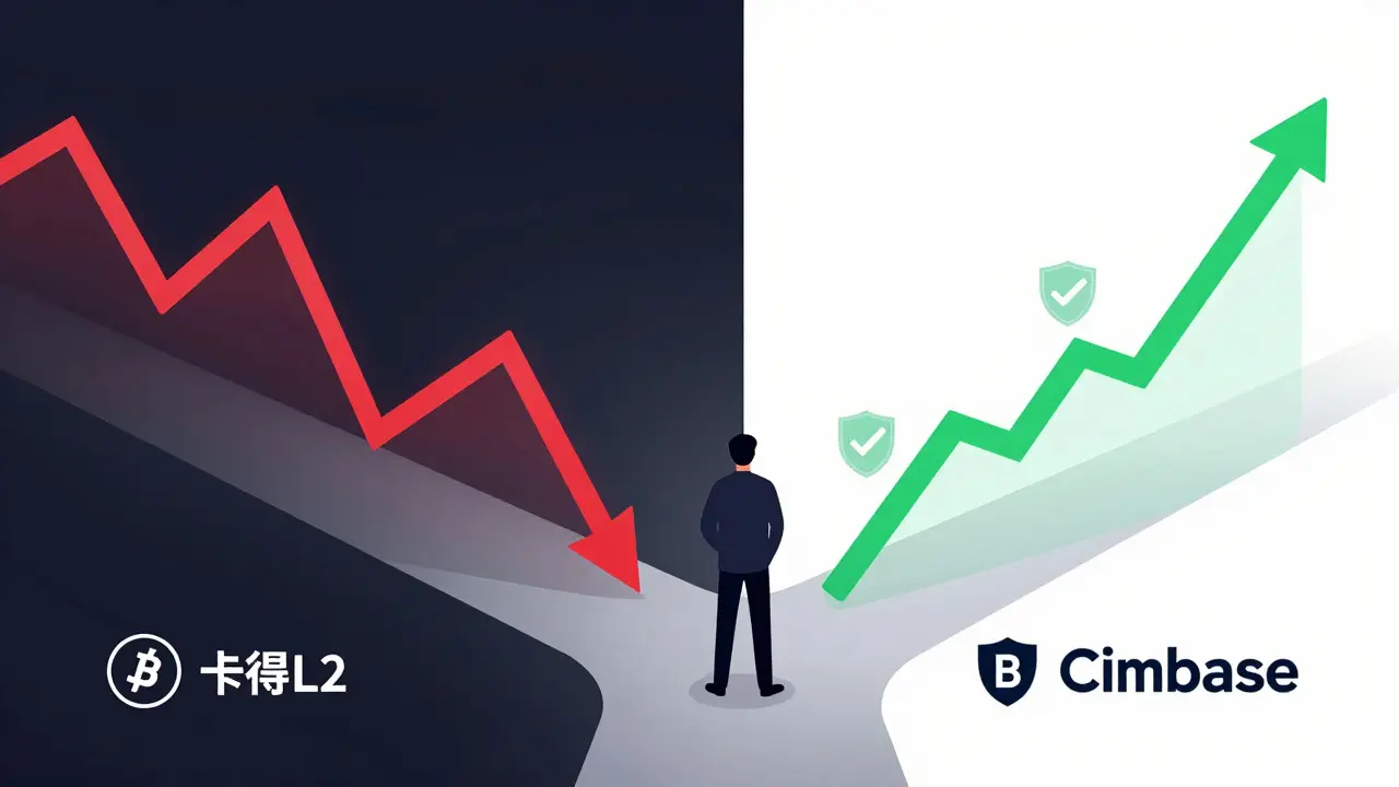 Trader choosing safe path with shields over risky falling chart