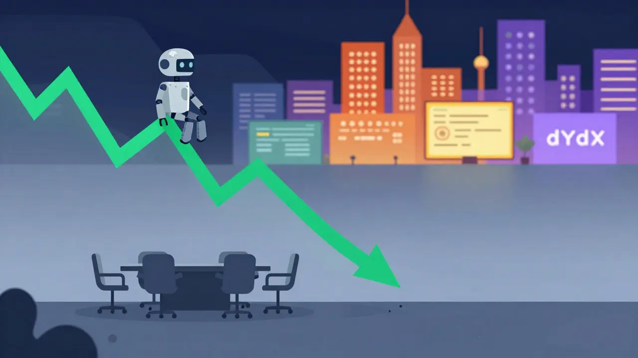 Conceptual art depicting a declining crypto project versus active competitors