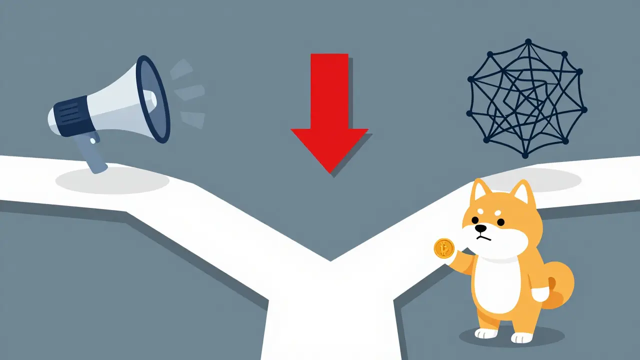 Confused dog at crossroads with risk icons