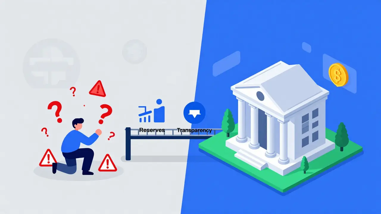 Contrast between chaotic startup and stable institutional bank