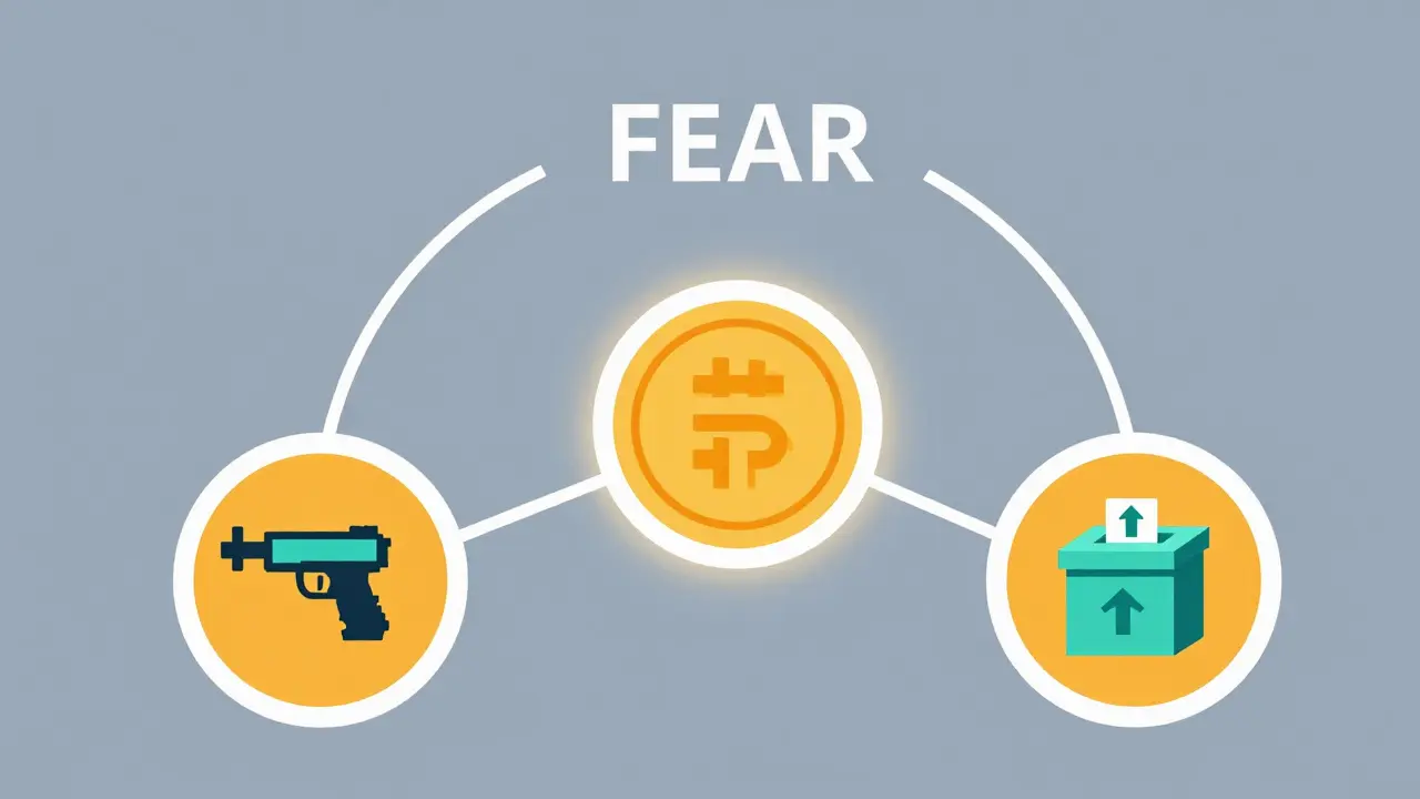 Diagram showing FEAR token utility loops and NFTs