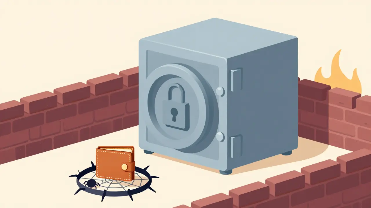 Flat art of secure crypto vault and burner wallet