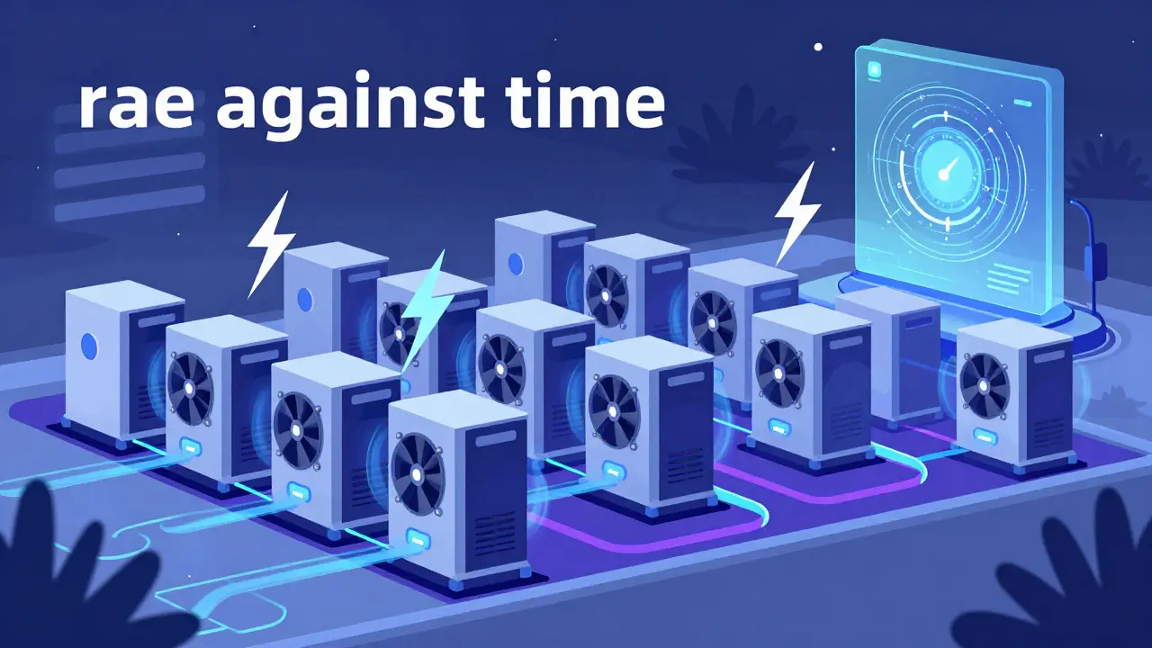Flat design of ASIC miners racing against time in a secure data center