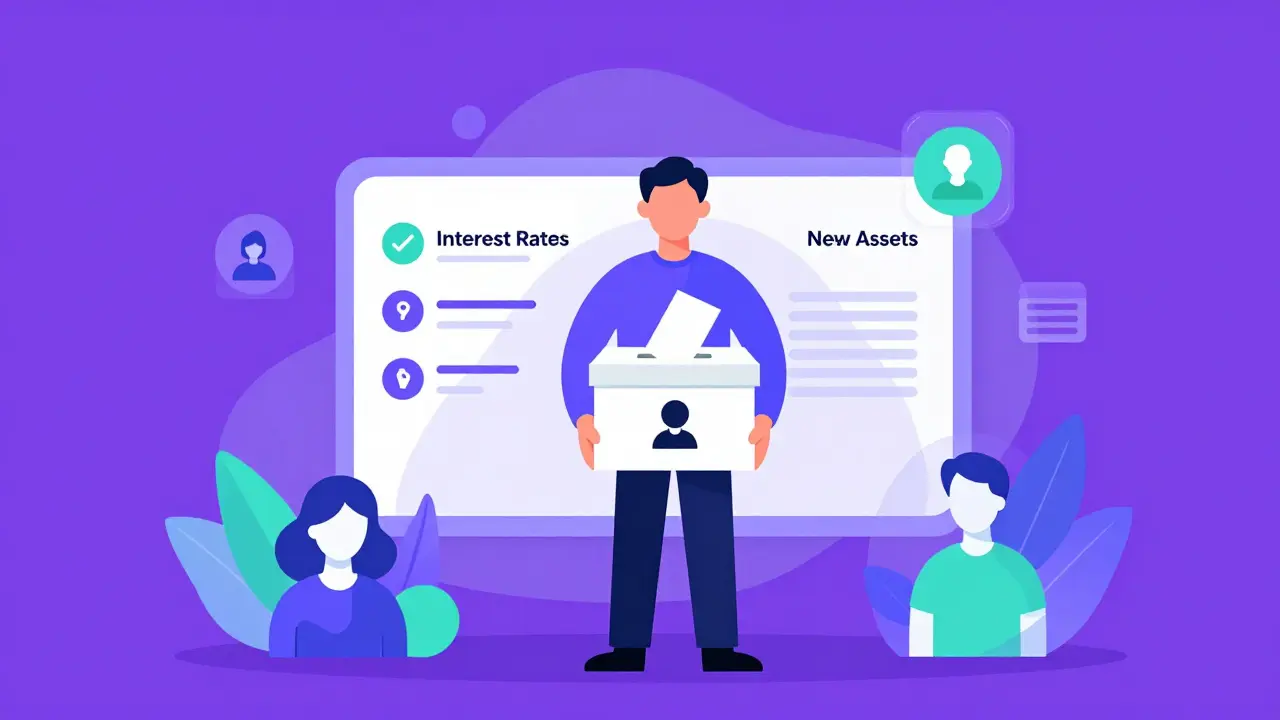 Governance token holders voting on protocol parameters and updates