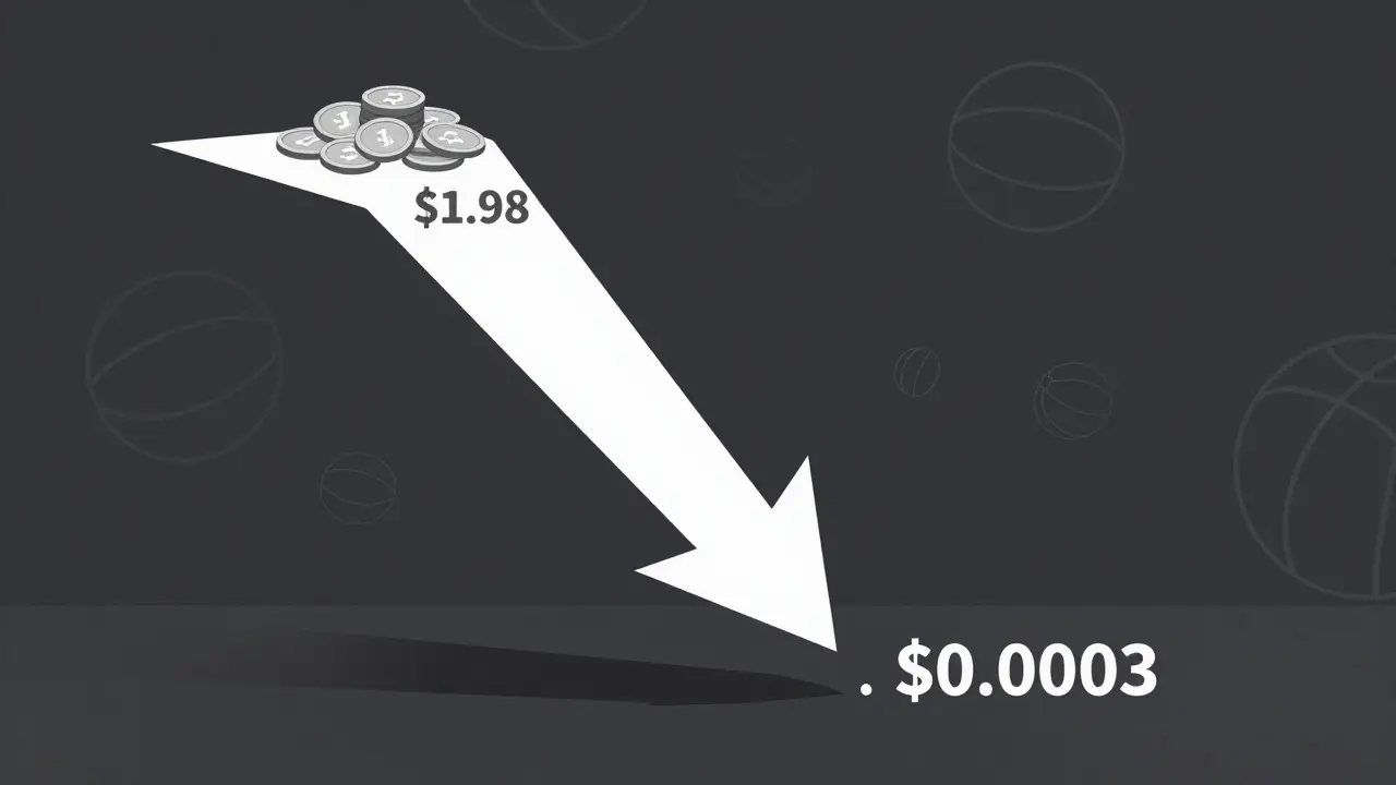 Graph showing steep crash from high value to near zero