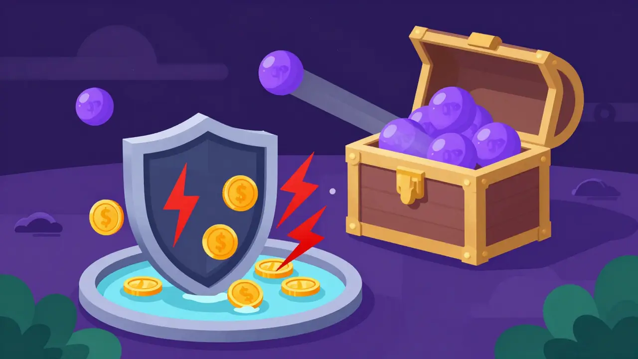 Graphic showing stability pool absorbing risks for rewards