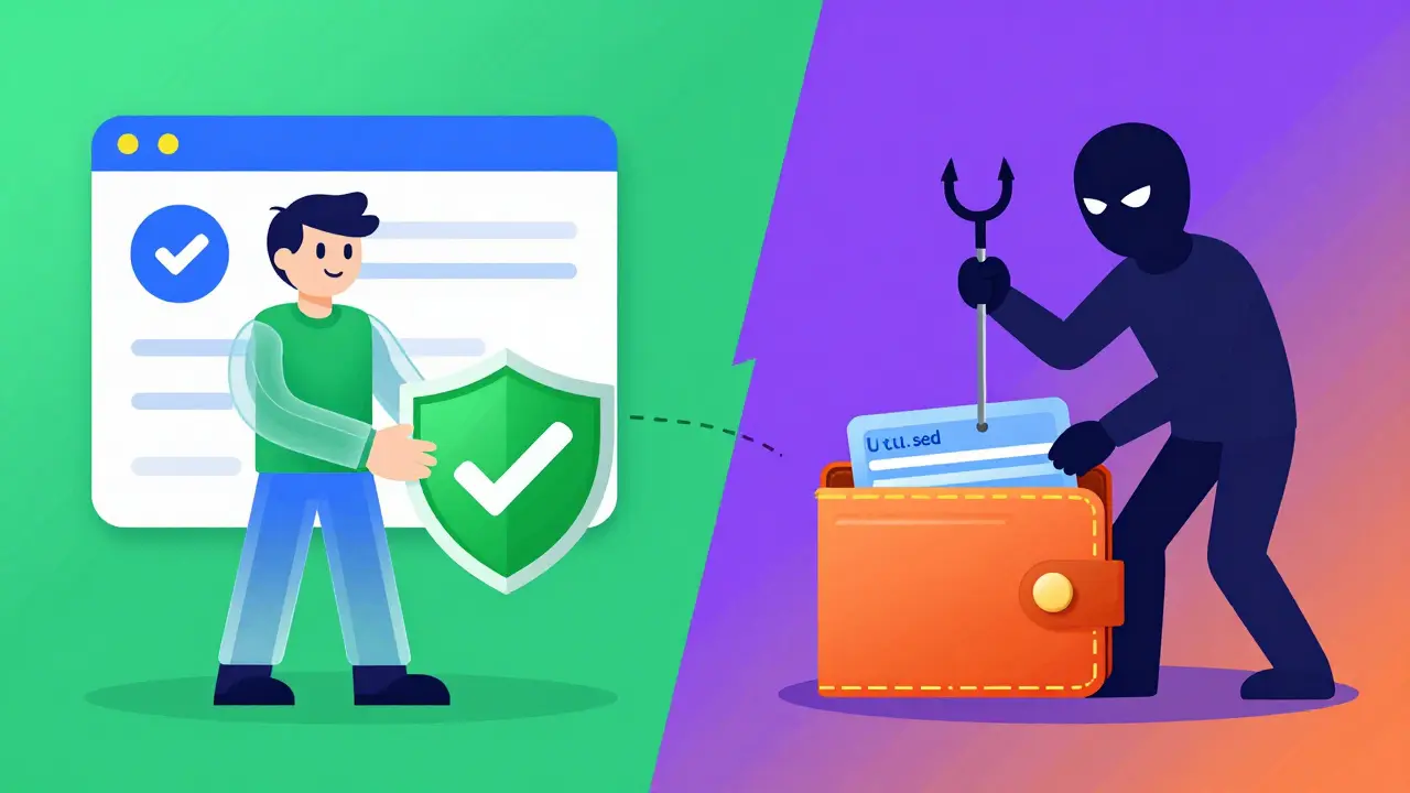 Illustration comparing safe and unsafe crypto wallets