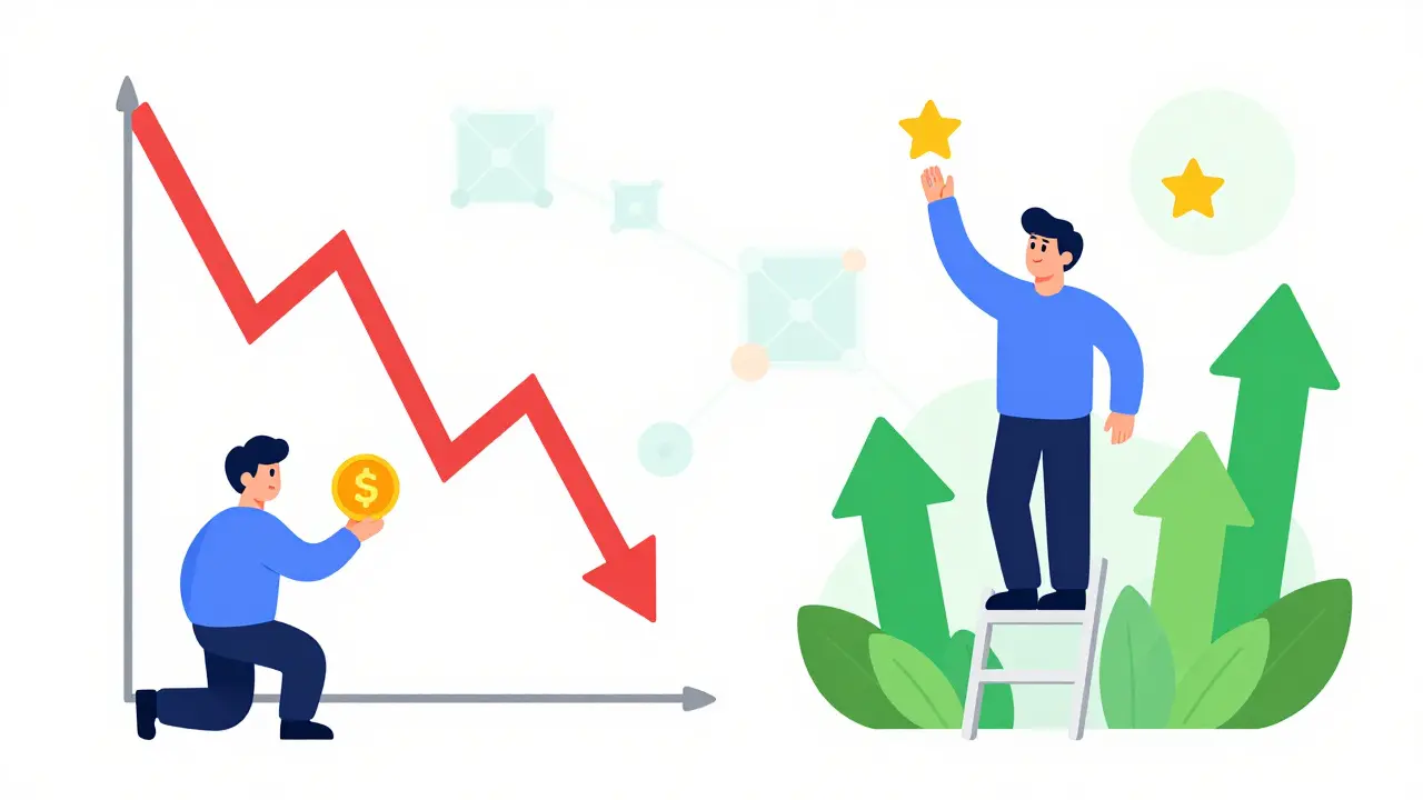 Illustration contrasting investment risks with sustainable growth
