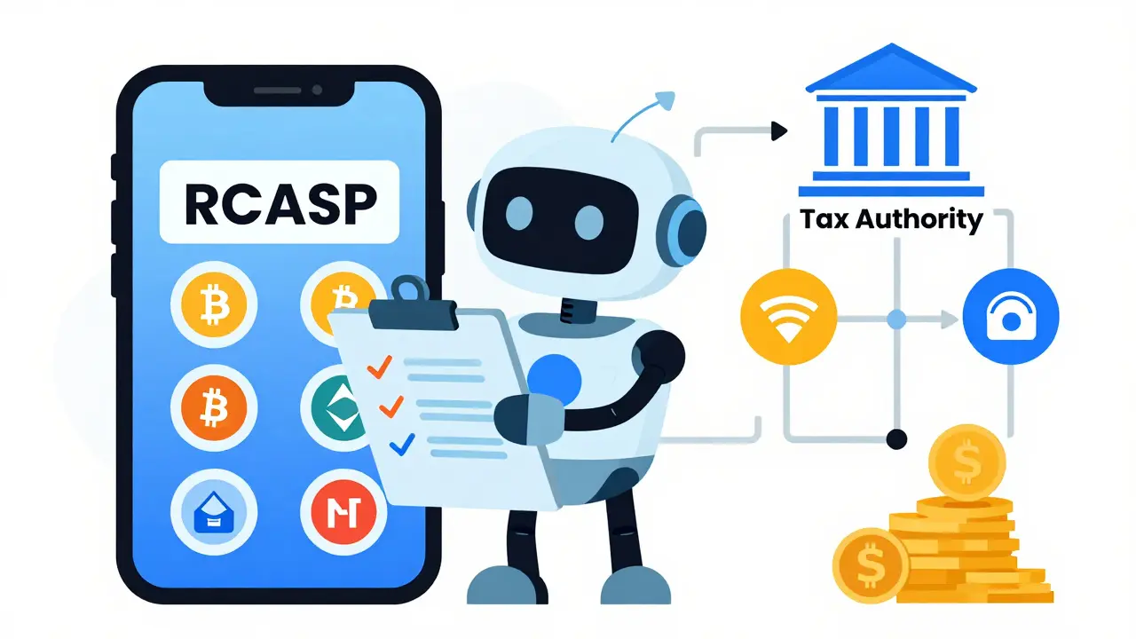 Illustration of a service provider reporting crypto transactions to authorities