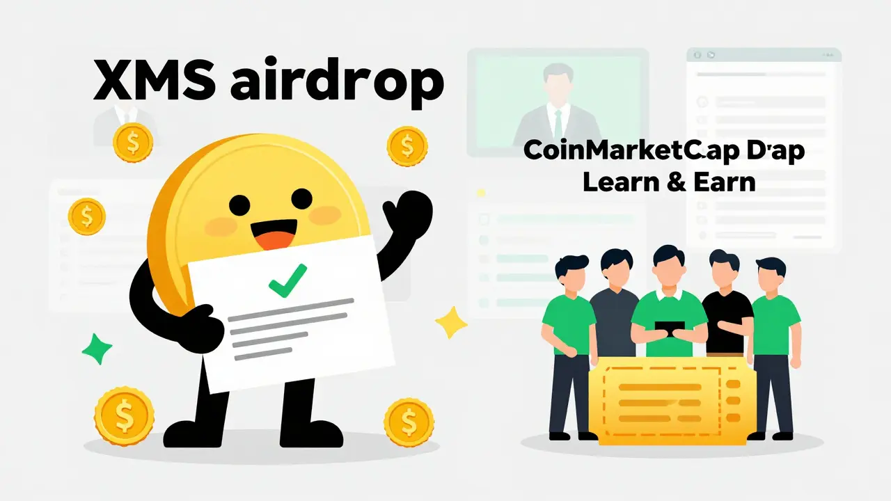 Illustration showing past XMS airdrop campaigns with winners and tokens