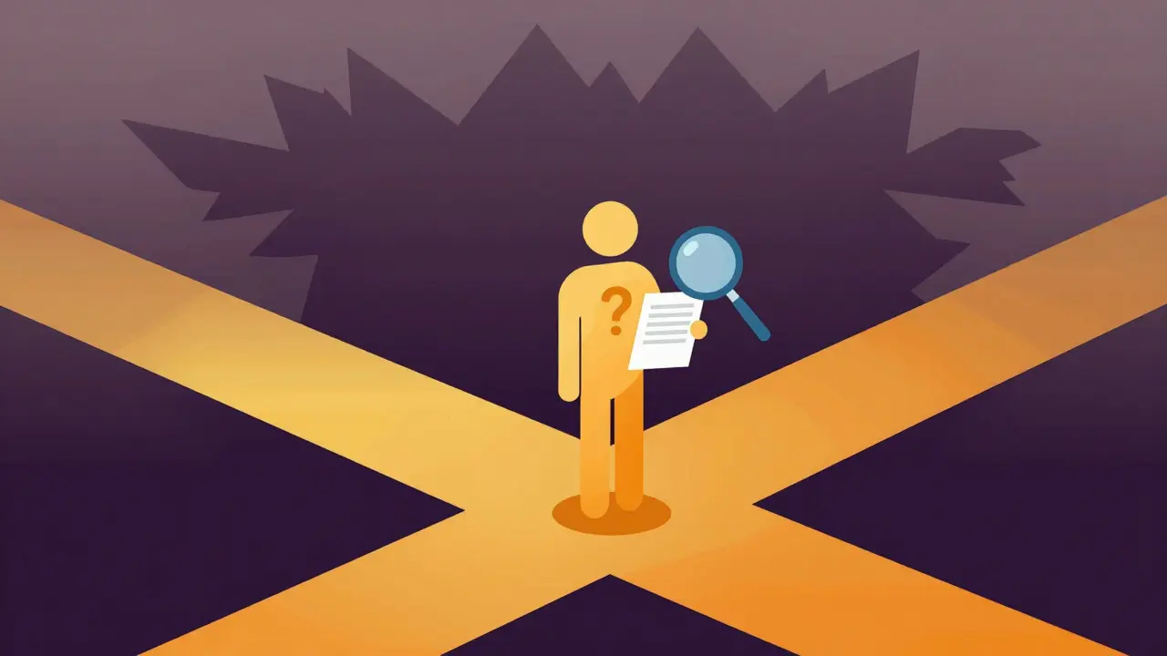 Investor at crossroads facing risky paths