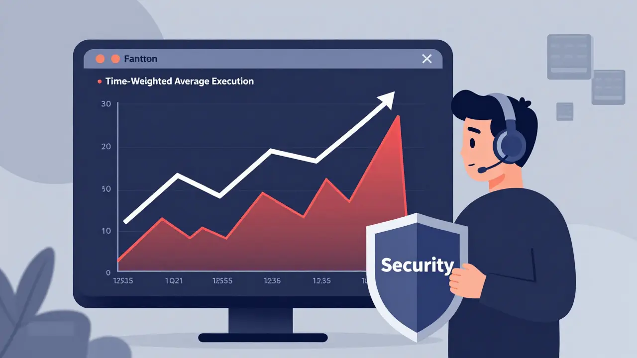 Trader viewing a stable execution graph vs volatile market swings on a dashboard