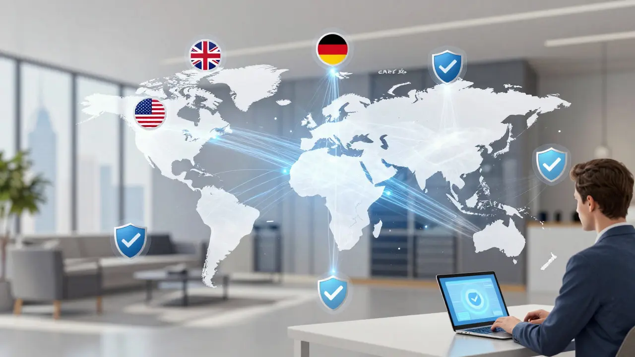 Digital network showing global crypto data sharing via CARF