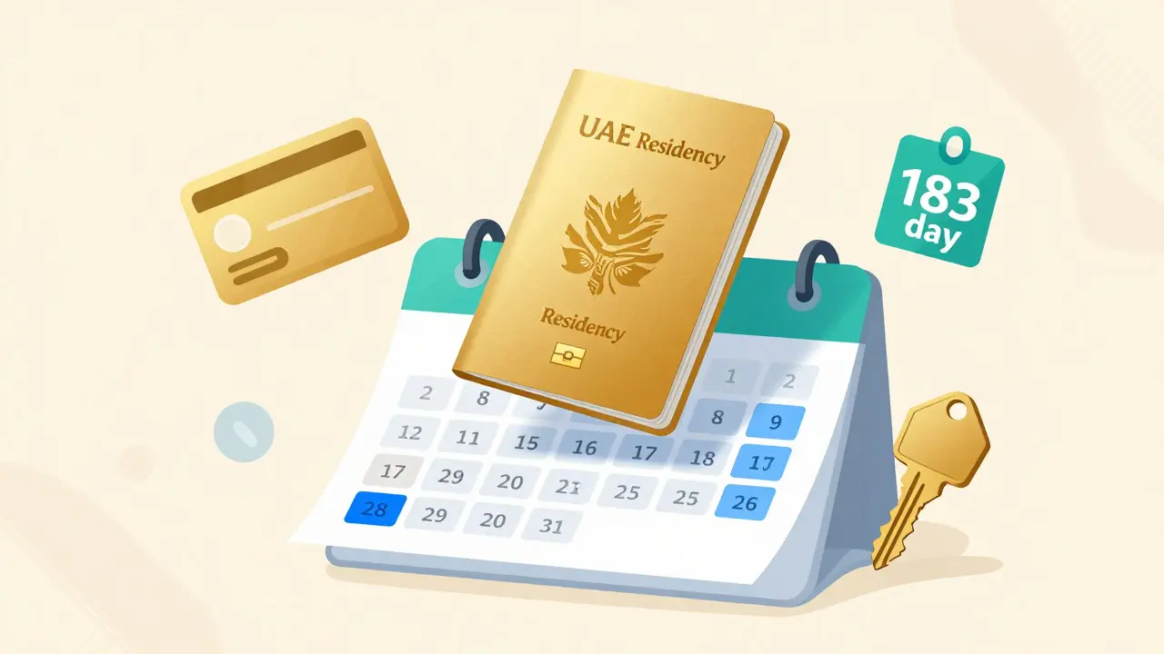 Golden passport and calendar highlighting 183-day residency rule