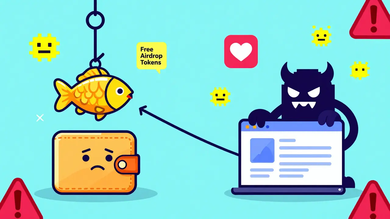 Golden token bait luring a digital wallet into a trap