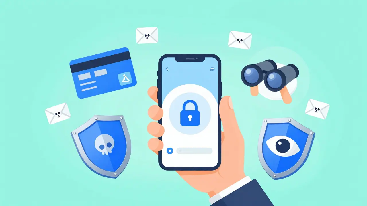 Person protecting digital identity with shields and password manager