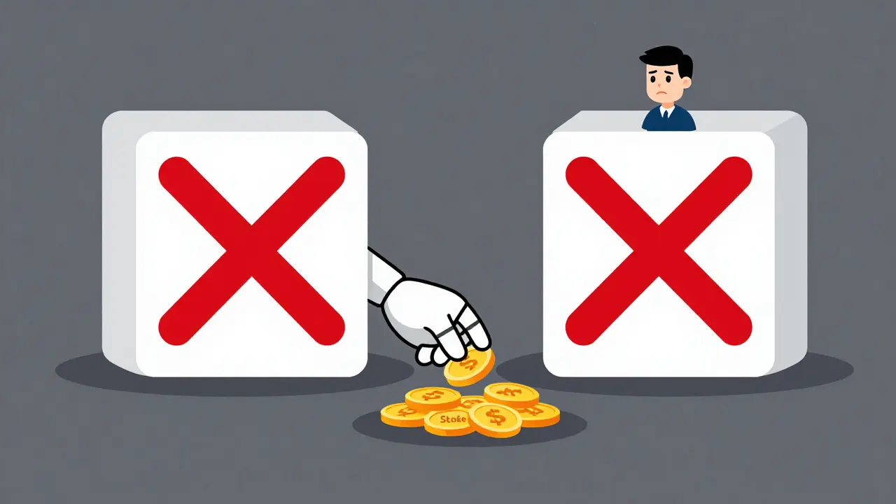 Red X over double-signed blocks with stake being confiscated