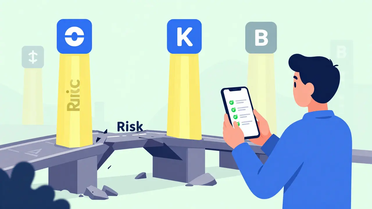 User checking safety list near trusted exchange pillars