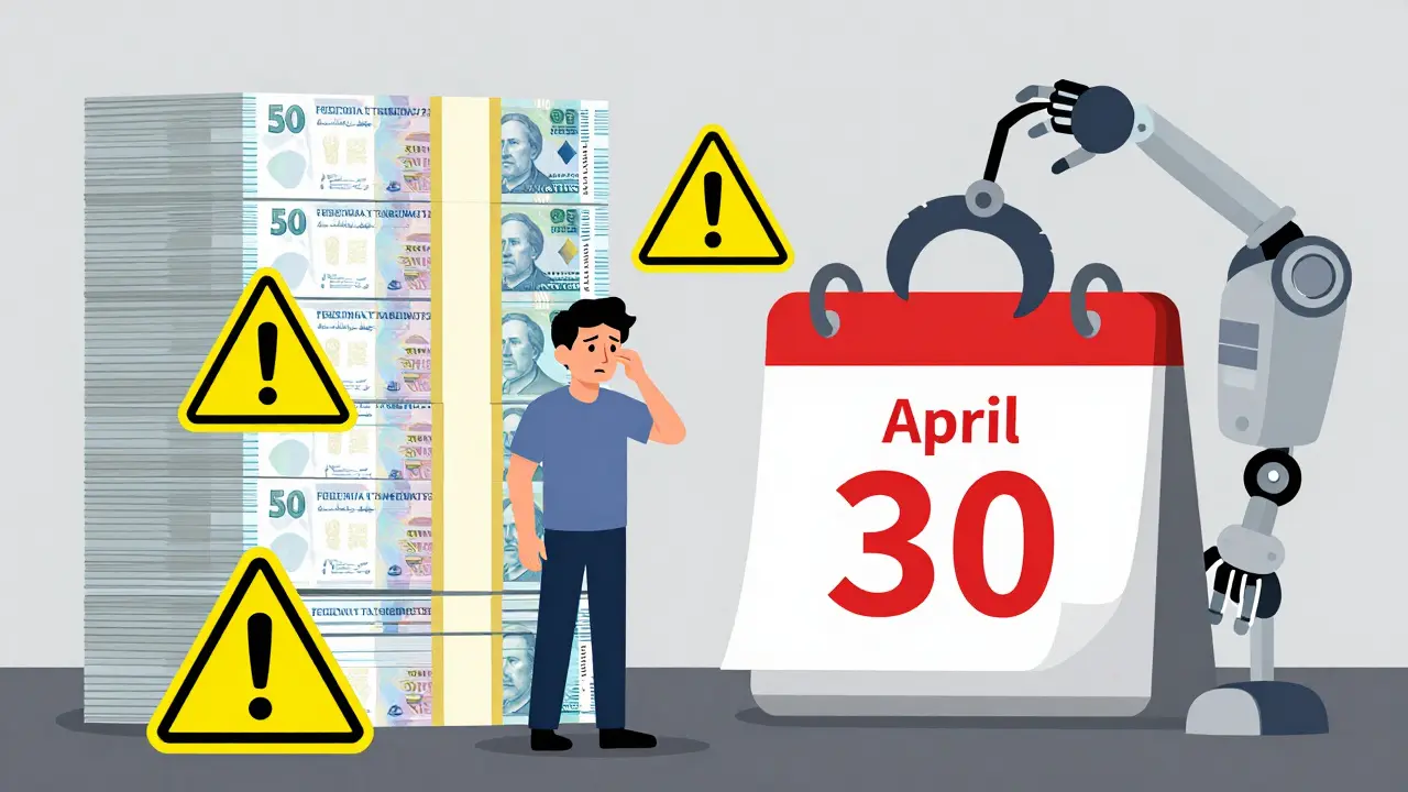 Visual metaphor for crypto tax fines and asset seizure risks in Russia