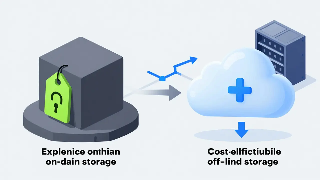 Comparison of heavy on-chain storage versus lightweight off-chain data solutions