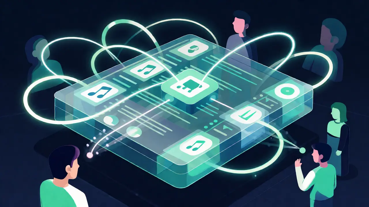 Blockchain network automating royalty payments to an artist