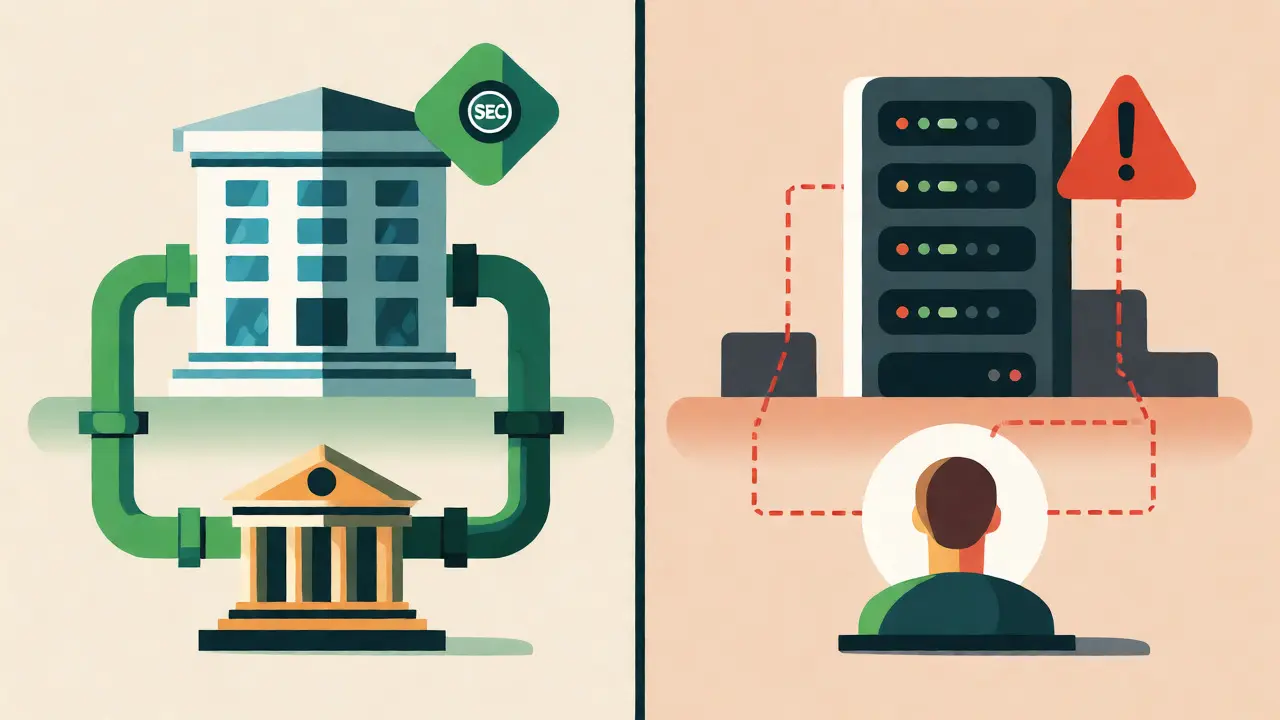 Comparison graphic showing benefits of licensed local crypto exchanges versus risks of unlicensed offshore platforms.