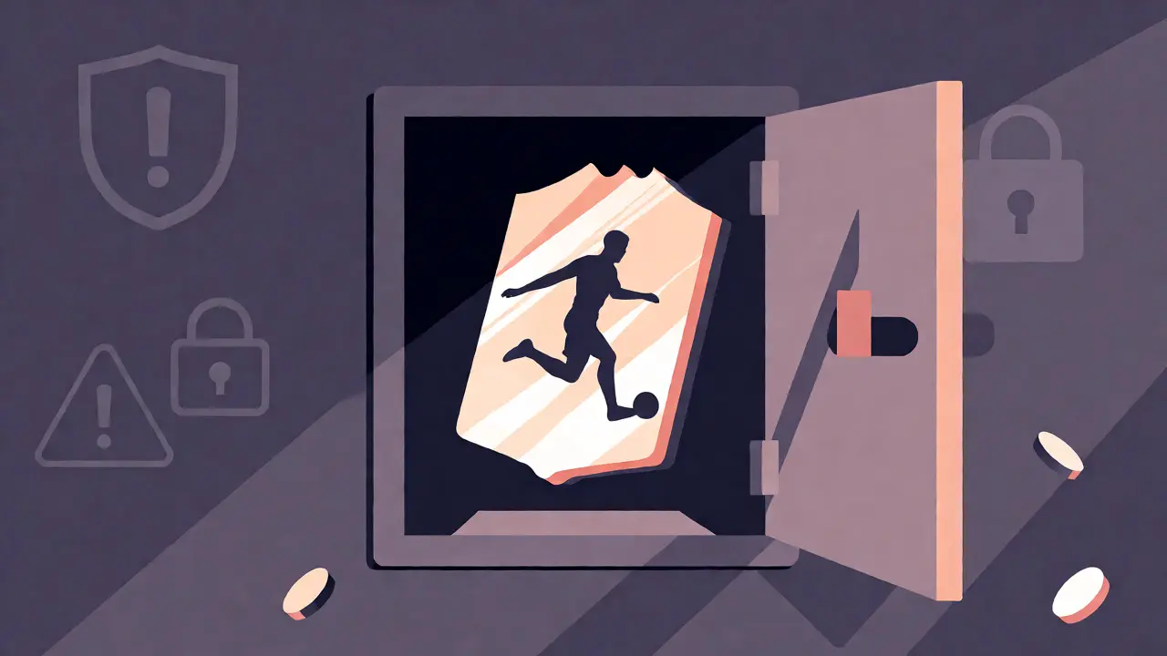 Secure digital vault displaying a rare football NFT card and security shields