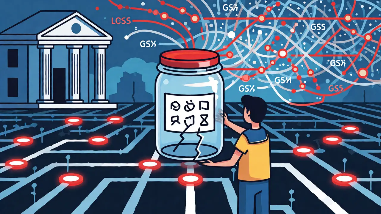 User navigating a digital maze protecting a fragile crypto seed phrase.